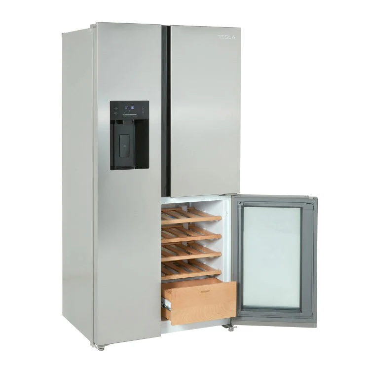 Tesla T530TDXG Inox Plumbed American Fridge Freezer with Wine Storage - Image 4