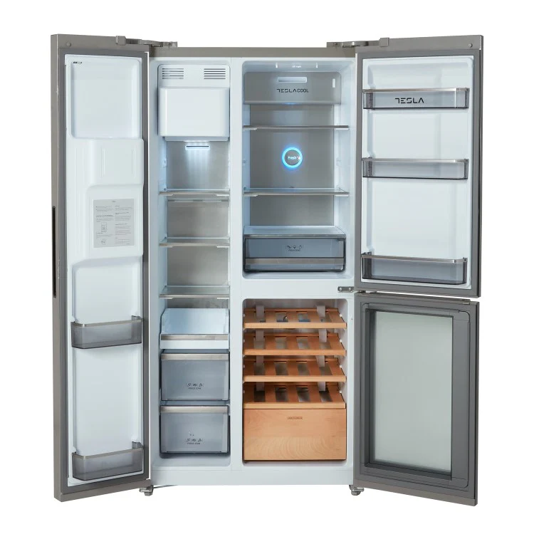 Tesla T530TDXG Inox Plumbed American Fridge Freezer with Wine Storage - Image 5